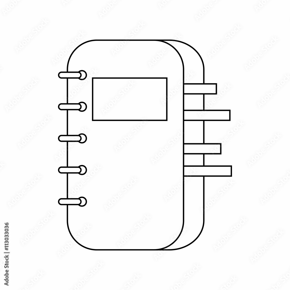 Poster spiral bound notepad icon, thin line style