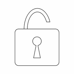 Unlocked Padlock icon, thin line style