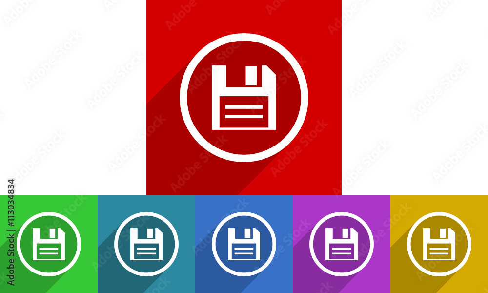 Poster flat design vector floppy icon set