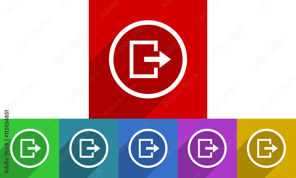 Poster flat design vector logout icon set