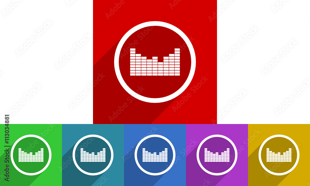 Poster flat design vector music icon set