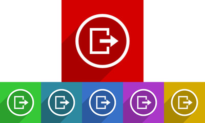 Flat design vector logout icon set