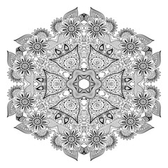 Abstract round ornament. Mandala. Abstract background. Design for coloring book page