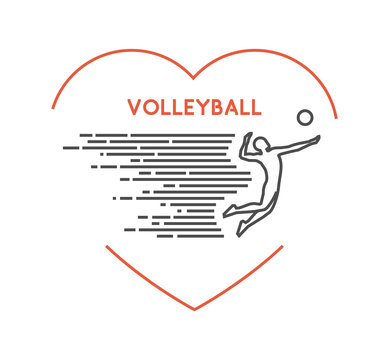 Line vector symbol for volleyball with open path