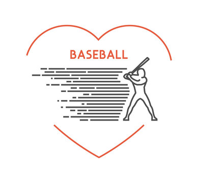 Line vector symbol for baseball with open path