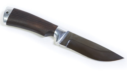 Beautiful hunting knife against white background