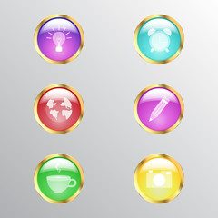 Modern social media color buttons interface