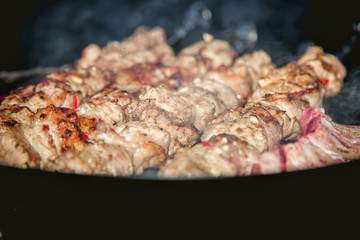 cook meat on the grill, barbecue, kebab