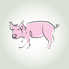 Pig line art vector illustration