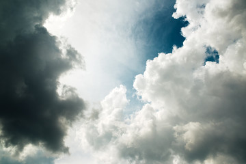 Dark stormy clouds obscuring sun