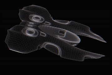 Spaceship Hologram Wireframe HUD in Motion. Nice 3D Rendering
