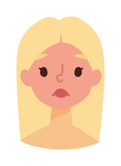Sunburn girl face vector illustration.