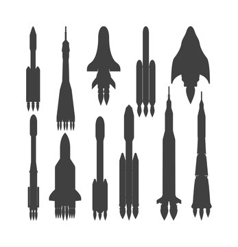 Rocket black silhouette vector icon isolated