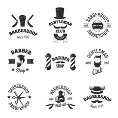 Barber shops symbols vector set.