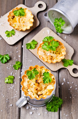 Homemade tartlets with cabbage