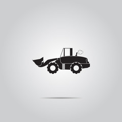 bulldozer flat vector icon