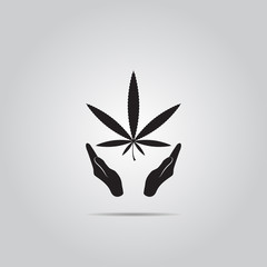 Marijuana in the hand. Vector icon