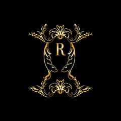 Obraz premium Stylish and elegant monogram design template with letter R. Vector illustration.