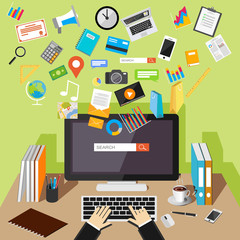 Web contents concept illustration. Surfing the internet.
