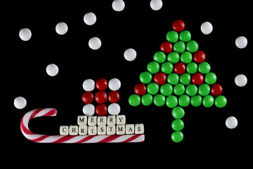 christmas tree shape candy background