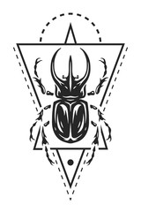 Rhinoceros beetle and geometric elements.