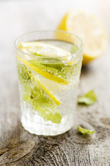 Glass of fresh homemade lemonade