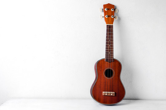 The brown ukulele