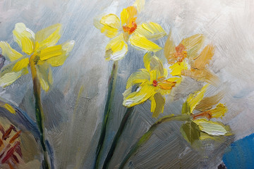 Oil Painting, Impressionism style, texture painting, flower stil