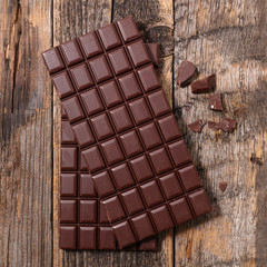 chocolate on wood background