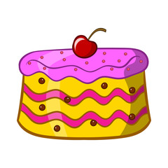 Cake icon, cartoon style