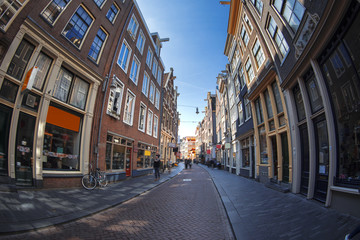Fototapeta na wymiar streets of a European city of Amsterdam.
