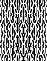 Vector seamless texture. Modern stylish texture. Repeating geometric tiles with hexagons. Monochrome graphic design.