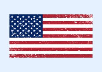 Flag USA sign Grunge. National symbol of freedom, independence. Original simple United State Of America flag isolated on white background. Official colors and Proportion Correctly. Vector illustration
