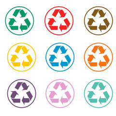 Recycle Icon Vector in different color ways