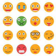 Fototapeta premium Vector creative cartoon style smiles with different emotions