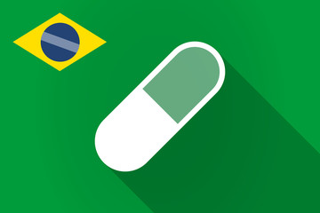 Long shadow Brazil flag with a pill