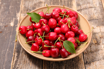 cherries and leaf