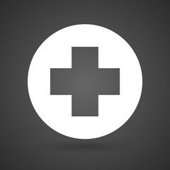  a round pharmacy sign    white icon on a dark  background