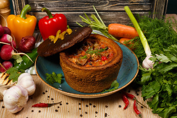 Goulash in bread