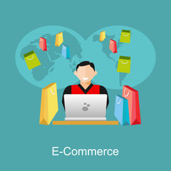 Online shopping or e-commerce illustration. Flat design illustration concept.
