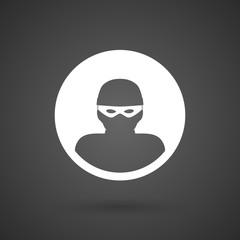  a thief    white icon on a dark  background