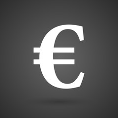 Obraz premium an euro sign white icon on a dark background