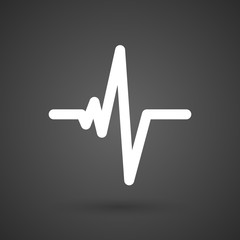   a heart beat sign   white icon on a dark  background