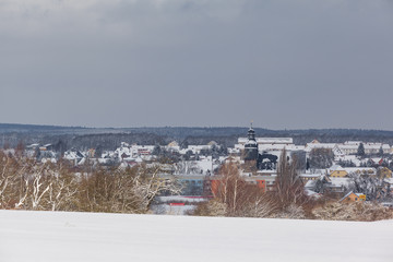 Blick über Harzgerode im Winter