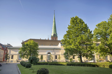 Square in front of presidential palace early in the morning. Europe. Riga