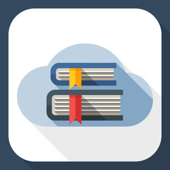 Vector Cloud Library or Online Library icon. Online Library or Cloud Library simple icon in flat style with long shadow