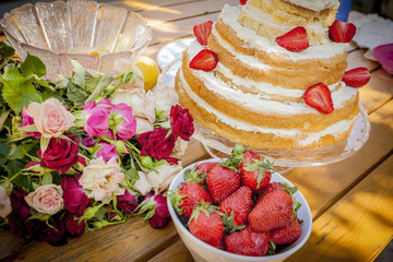 Colorful outdoor party table  arrangement