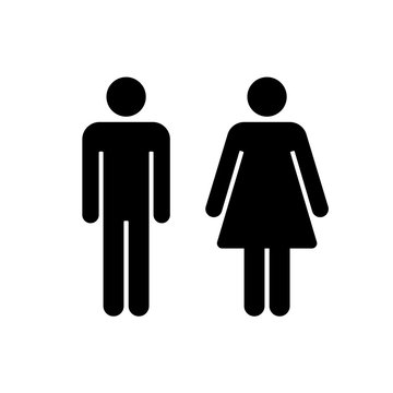 Vector man & woman icons. Toilet sign. The icon with a black sign on a white/color background. Can be used as a design element.
