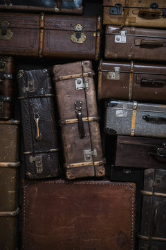 Full frame shot of old suitcases