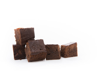 Delicious Chocolate Brownies isolated on white background